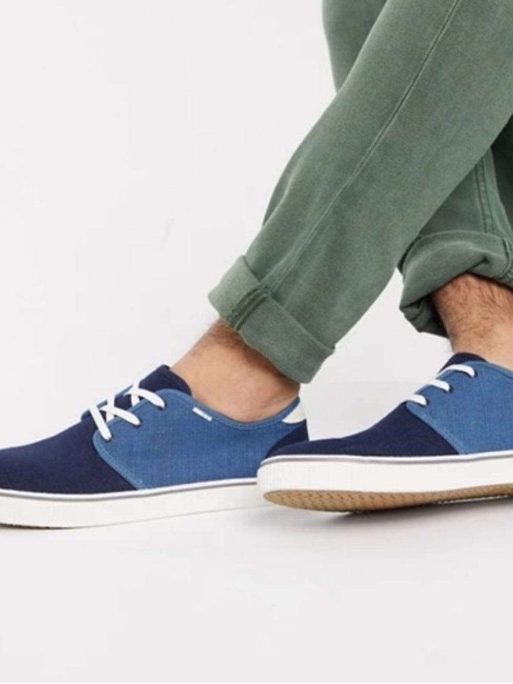 New Toms Men Carlo Navy/Airforce Blue Heritage Canvas Shoes